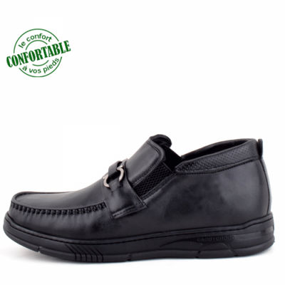 Chaussures médicales demi bottes CONFORTABLE100% cuir noir - Photo 4