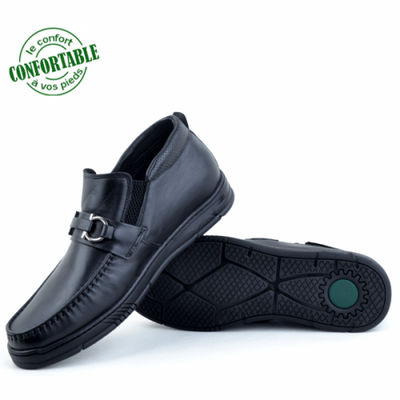 Chaussures médicales demi bottes CONFORTABLE100% cuir noir - Photo 5