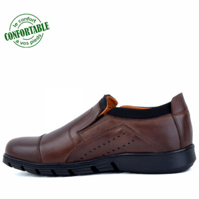 Chaussures médicales pour homme 100% cuir crust marron - Photo 3