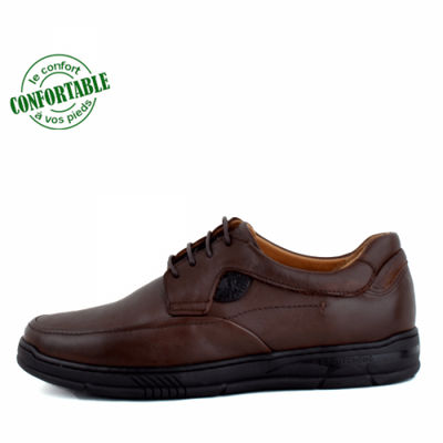Chaussures médicales pour homme 100% cuir marron - Photo 2