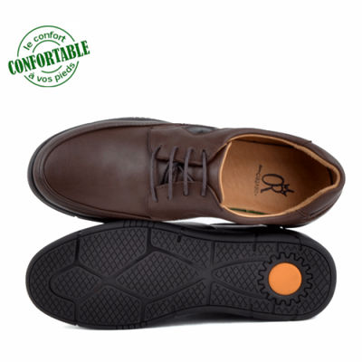 Chaussures médicales pour homme 100% cuir marron - Photo 3