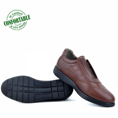 Chaussures pour homme 100% cuir extra confortable marron - Photo 3
