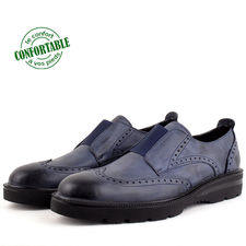 Chaussures pour homme extra confortable 100% cuir bleu