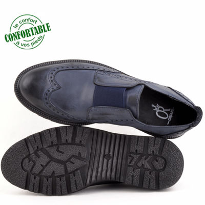 Chaussures pour homme extra confortable 100% cuir bleu - Photo 4