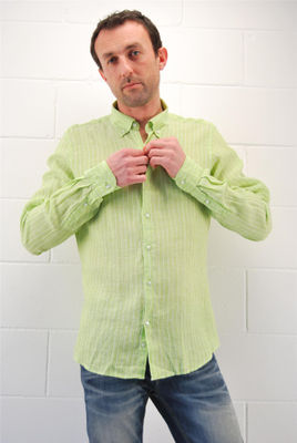 chemise homme 7 Camicie Riga media Verde Bianco