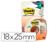 Cinta adhesiva post-it 18mx25 mm 6 lineas en portarrollos especial para ocultar