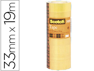 Cinta adhesiva scotch acordeon 33 mt x 19 mm pack de 8 unidades