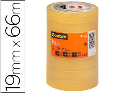 Cinta adhesiva scotch transparente 66 mt x 19 mm pack de 8 unidades