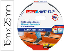 Cinta antideslizante adhesiva tesa uso interior / exterior color negro 15 mt x