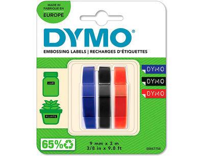 Cinta dymo 3d 9mm x 3mt para rotuladora omega/junior color azul/negro/rojo - Foto 2