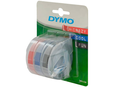 Cinta dymo 3d 9mm x 3mt para rotuladora omega/junior color azul/negro/rojo - Foto 3