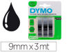 Cinta dymo 3d 9mm x 3mt para rotuladora omega/junior color negro blister 3