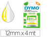 Cinta dymo metalizada letratag 12mm x 4mt papel blanco / plastico amarillo /