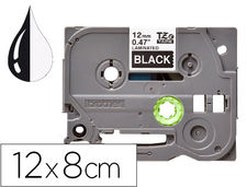 Cinta q-connect tze-335 negro-blanco 12MM longitud 8MT