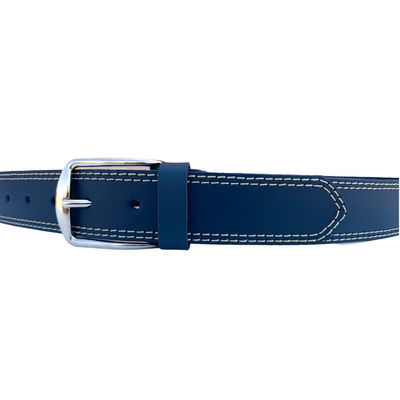 Cinturón de piel azul dos costuras arena - Foto 3
