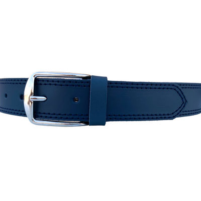 Cinturon de piel azul dos costuras en su color - Foto 2