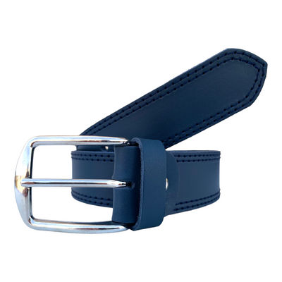 Cinturon de piel azul dos costuras en su color - Foto 3