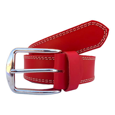 Cinturón de piel rojo dos costuras arena - Foto 2