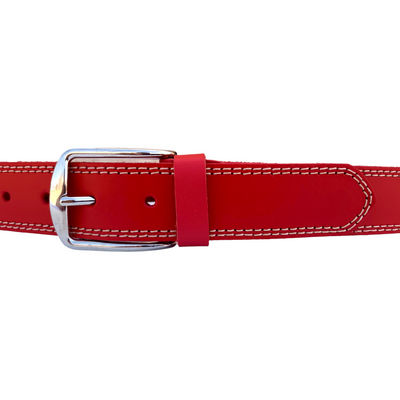 Cinturón de piel rojo dos costuras arena - Foto 3