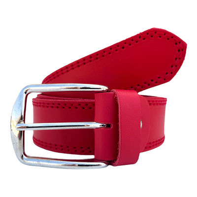 Cinturón de piel rojo dos costuras en su color - Foto 2
