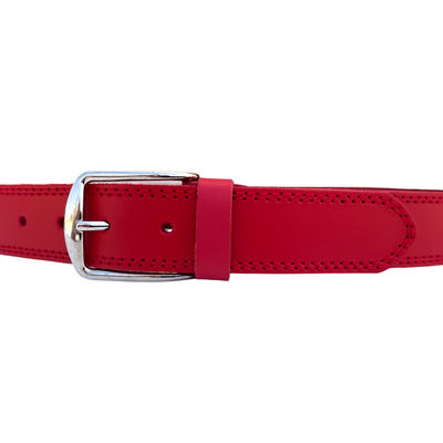 Cinturón de piel rojo dos costuras en su color - Foto 3