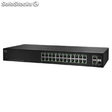 Cisco SF112 24P SF112-24-na com 24x 10/100Mbps RJ45 + 2x Gigabit Combo (RJ45 ou