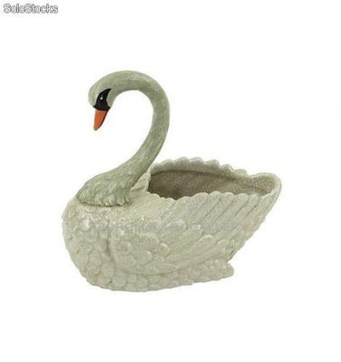 Cisne jardinera 17cm - Blancocraquelado | porcelana decorada en porcelana