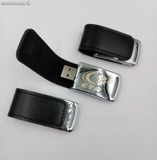 Clé USB en cuir PU noir avec marque personnalisée