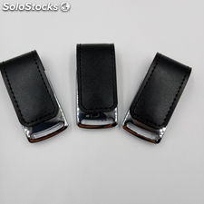 Clé USB en cuir PU noir avec marque personnalisée - Photo 2