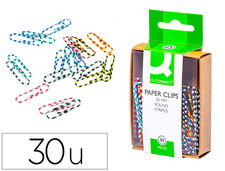 Clips colores rayados q-connect 50 mm caja de 30 unidades colores surtidos