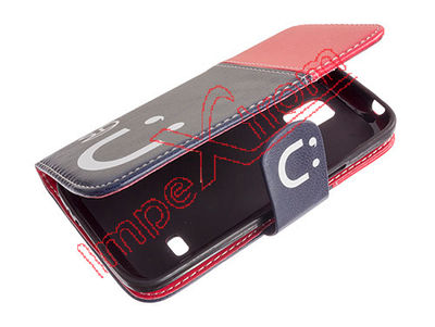 Coberta tipo agenda cor azul e vermelho, para Samsung Galaxy S5 mini