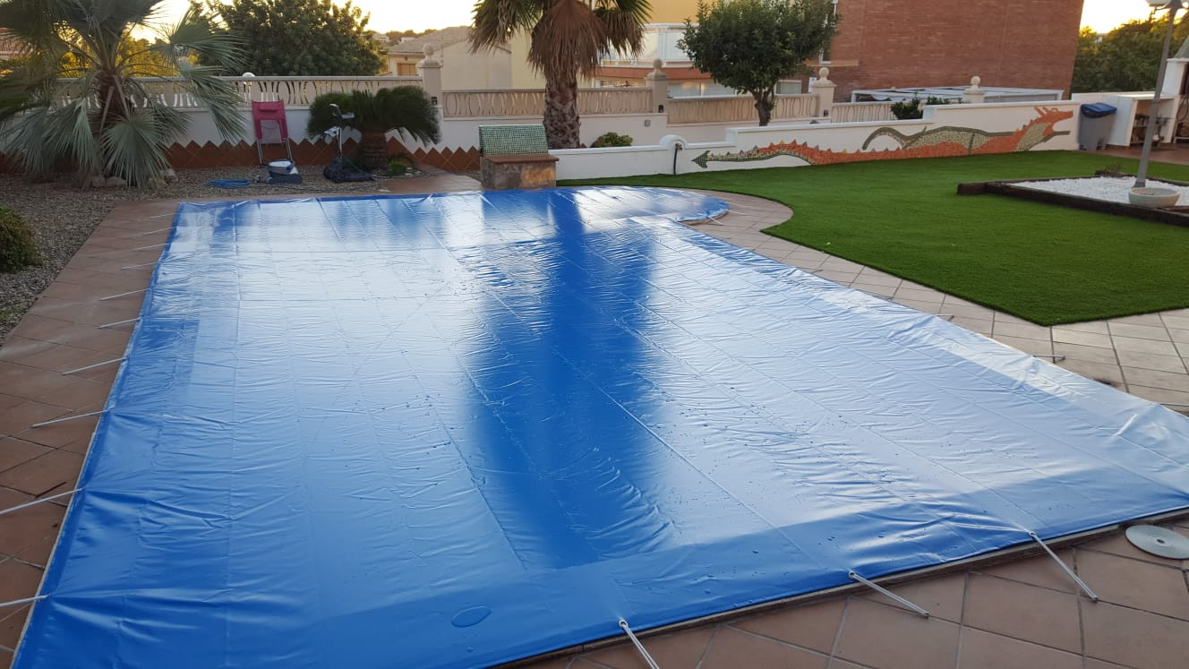 Cobertor de invierno para piscinas azul negro con todo incluido