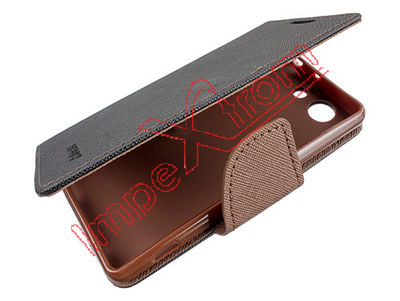 Cobertura marrom tipo agenda para Sony Xperia Z3 Compact D5803 blister
