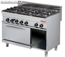 Cocina 6 fogones con horno a gas. arisco