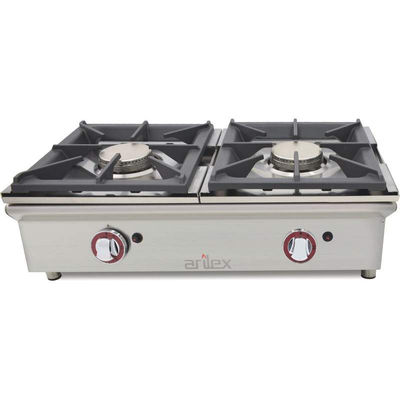 Cocina a gas profesional 2 fuegos sobremesa arilex 80cgn