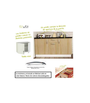 Cocina completa con encimera y con zocalo 240 cm(ancho) color roble-blanco - Foto 2