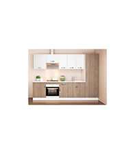 Cocina completa con encimera y con zocalo de 3 metros(ancho) color roble-blanco