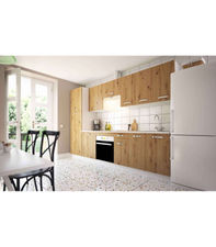 Cocina completa con zocalo y encimera 3 metros(ancho) color roble albar, KIT-KIT