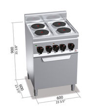 Cocina eléctrica de 4 fuegos con horno Fondo 600 E6P+F