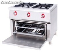 Cocina industrial a gas de dos fogones y plancha laminada 40 x 40  Hostelería - MBH