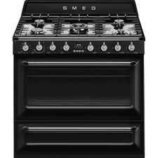 Cocina Victoria Smeg TR90BL2 Negra de 90 cm, Encimera de Gas con 5 Zonas de