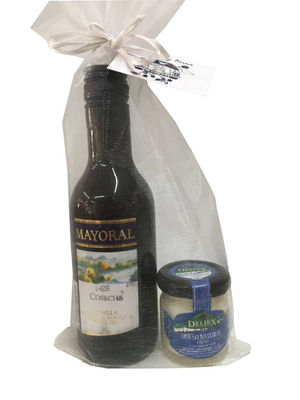 Coffret cadeau Vin Mayoral et crème de fromage naturel fr