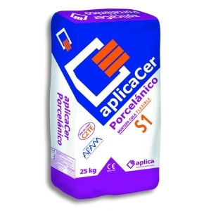 Cola adhesivo c2te s1 aplicacer porcelánico flexible saco 25 kg blanco