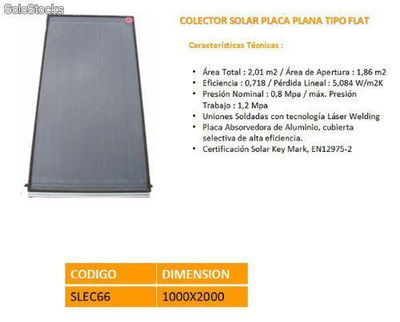 Colector solar placa plana tipo flat