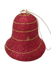 Colgante adorno navidad christmas campana roja rayas dorado