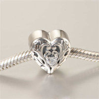 colgante corazón de plata para pulsera o collar con un corazón de cristal - Foto 3