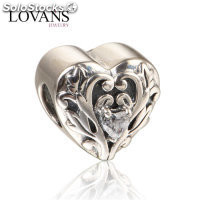 colgante corazón de plata para pulsera o collar con un corazón de cristal