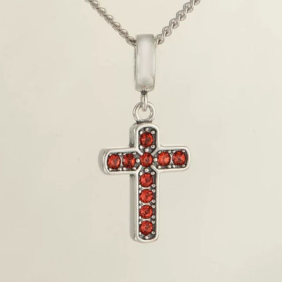 Colgante cruz plateado oxidado con diamante de imitación sin cadena - Foto 2