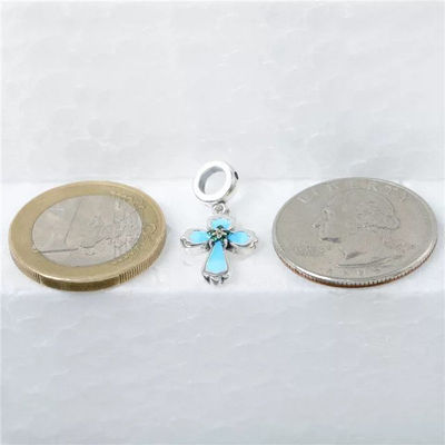 Colgante de cruz esmaltado azul con nano Piedras y espinelas - Foto 5