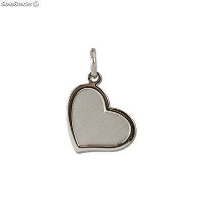 Colgante en plata de ley rodiada forma Corazón con diseño doble